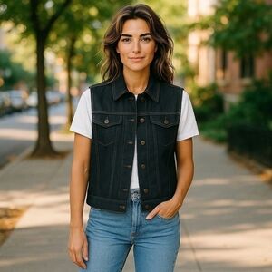 Alfred Dunner Ladies Vest Size 12 Denim Applique